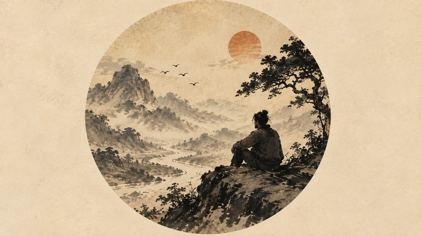 Figura contemplando un paisaje